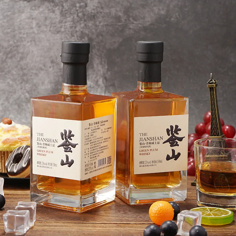 Custom Clear Luxury High Quality Empty 500ml 750ml 1000ml Gin Wine Rum Vodka Whiskey Spirit Liquor glass Bottle With Label