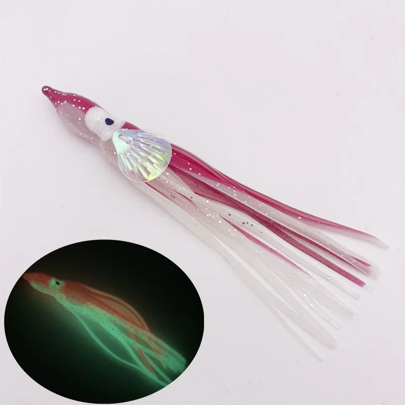 New 12cm Luminous Squid Skirt Octopus Skirts Fishing Soft Bait With Scales Trolling Lures