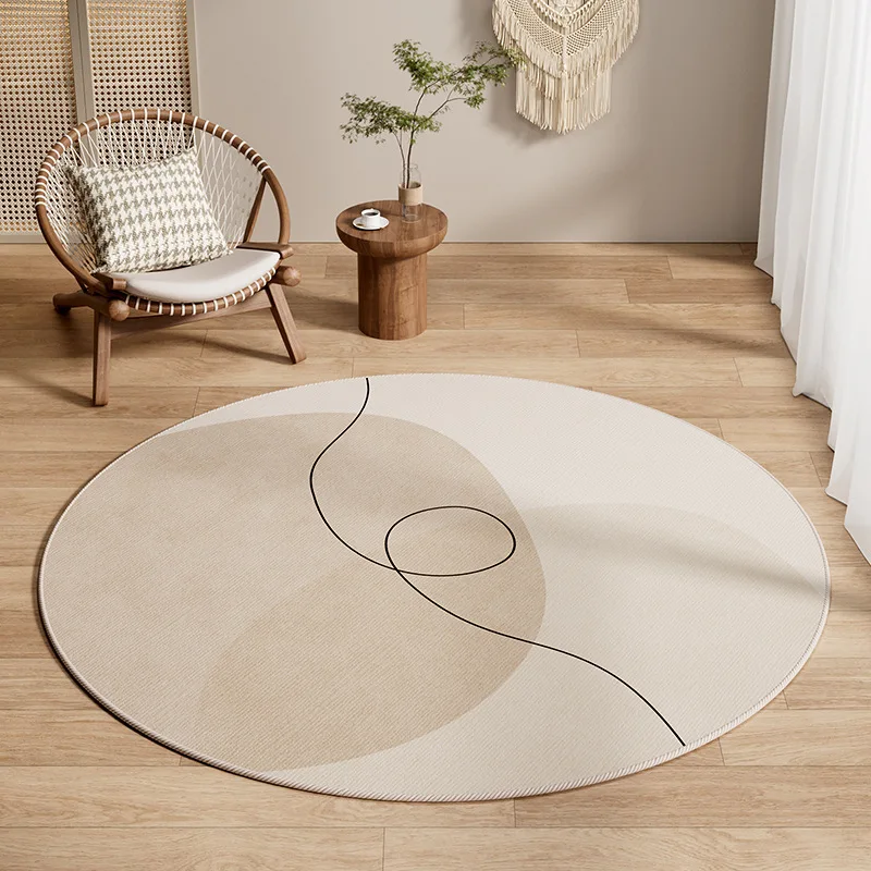Machine Made Luxury Grey And Golden Printed Round Living Room Home Decorative Rugs Carpet
