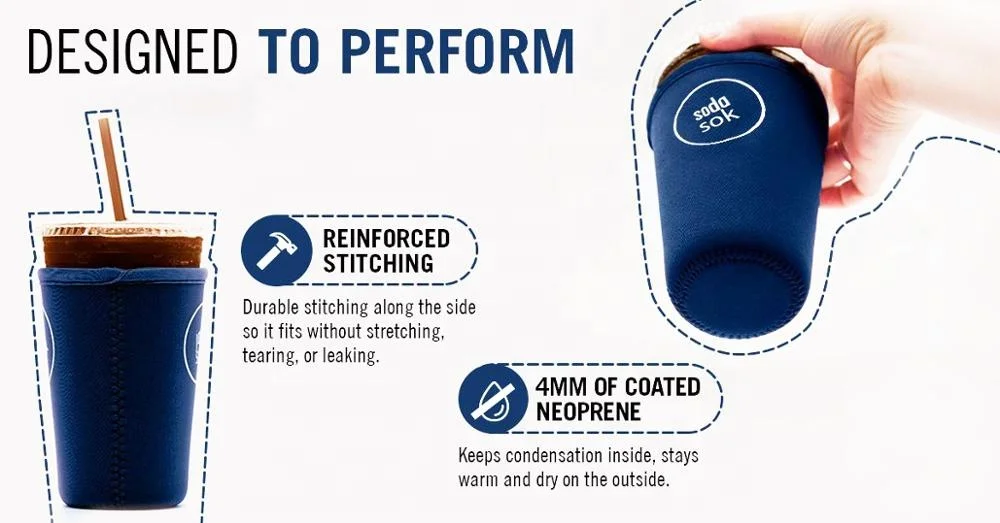 Reusable Drink Sleeve Insulated Neoprene Sleeve for Iced Fountain Drinks and Soda Cup Sleeve, Ideal for Medium 22-24oz Drink Cup