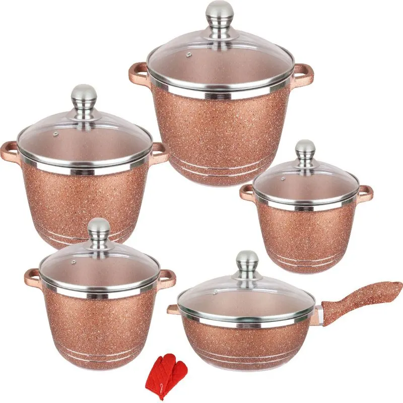 Hot Selling 12-Piece Dessini Nonstick Aluminum Cookware Set American Style Kitchen Juego de Ollas Casseroles