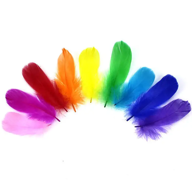 3-5inch 6-12cm DIY dyed goose feather rainbow feather balloon fill Wedding Dress DIY decorative Accessories Feathers