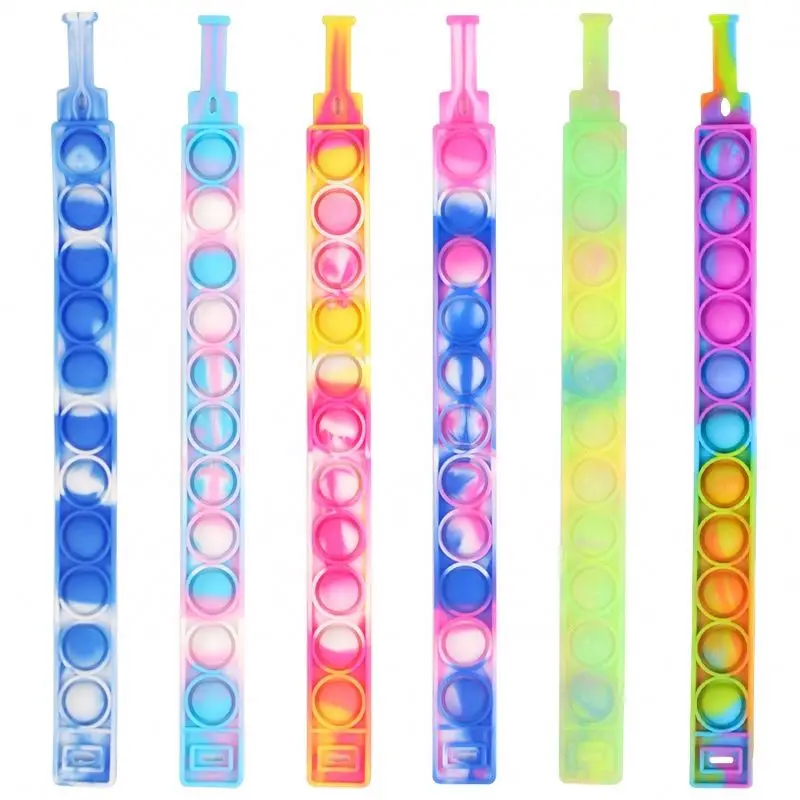 OEM ODM cheap bpa free safe flip anti-rodent decompression relax wrist popit fidget toy band bracelet For Kids Boys Girls Favors