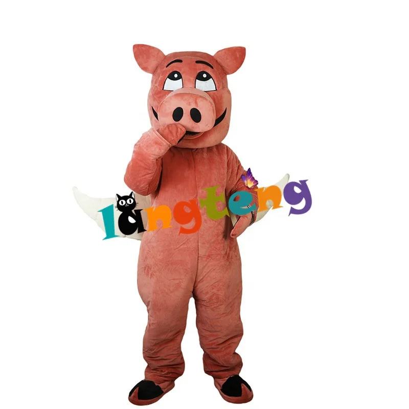 773 Business Customized Cute Pink Flying Pig Swine With Wings Cosplay Costumes Cartoon Halloween Mascot For Adults