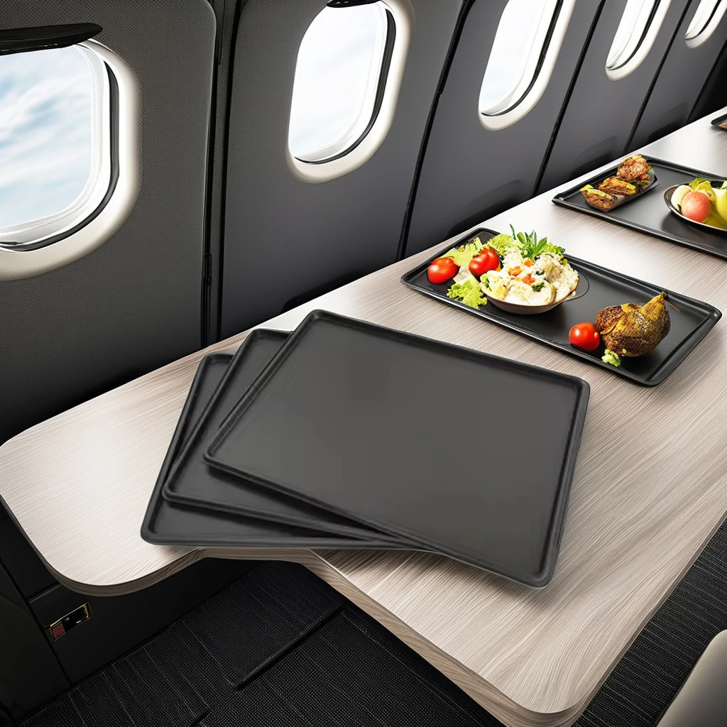 Airline Anti-skid Meal Tray,Plastic Anti-skid Tray with silicone pads serving trays for restaurant