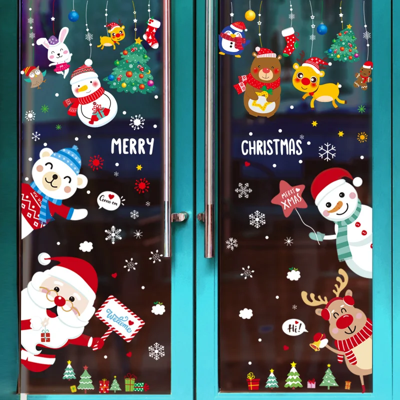Wholesale Cheap Custom Double Sided Printing Used for Christmas Decorations Easy Peel off Glass Film Christmas Window Stickers