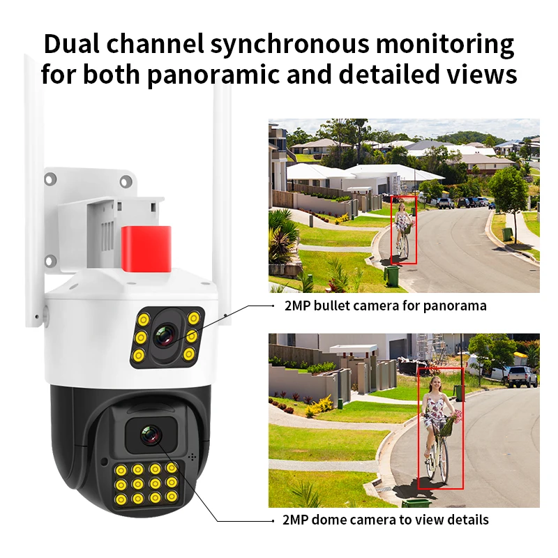 O-KAM PRO APP HD Wi-Fi IP Network Smart Outdoor IP CCTV Home Speed Dome  Bullet PTZ 2K Dual Lens Camera WiFi Camera