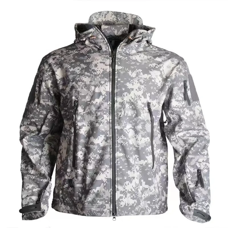 Factory Wholesale Custom Camo Hoodie Waterproof Tacticall Shark Skin Fleece Outdoor Soft Shell Jacket Uniforms stormsuit