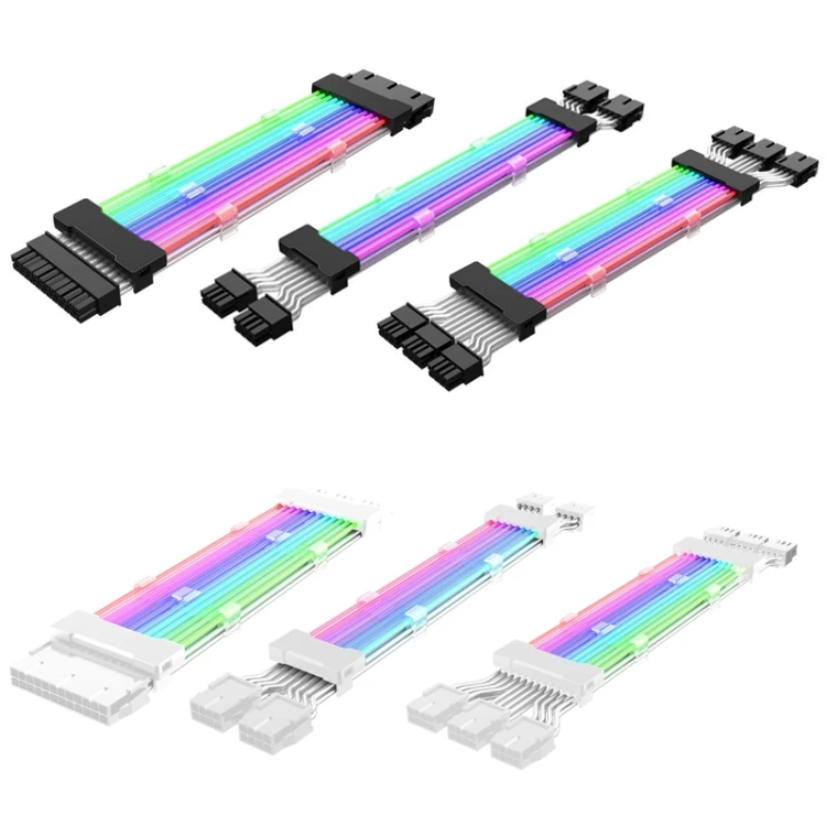 Оптовая продажа 24pin Rgb кабель материнская плата источник питания световой провод черный 5 В ARGB неоновый цвет удлинитель Pc