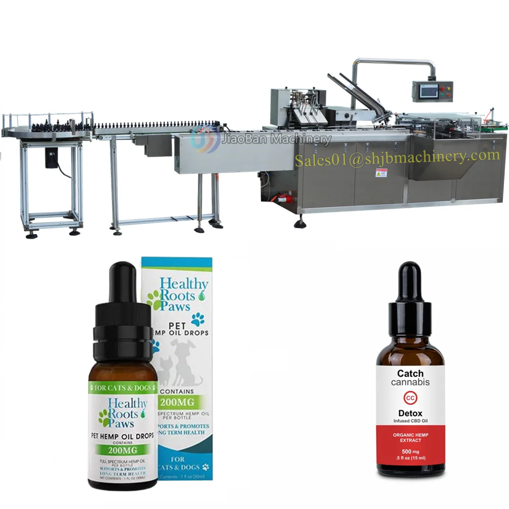 10ml 15ml 60ml Automatic tincture oil glass dropper bottle packing machine, cartoning machine price