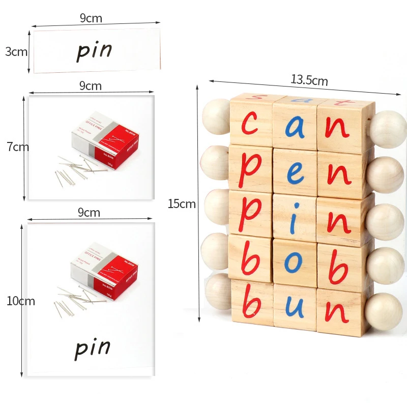 Montessori Spinning Alphabet Learning Toy Wooden Letter Blocks Manipulative Alphabet Blocks Turning Rotating Letter Puzzle