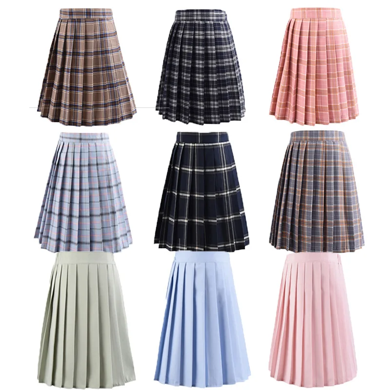 OEM Service Korean Fashion School Uniform School Skirt Pleated Japanese Skirt High Waist Plaid Short Girls Skirts
