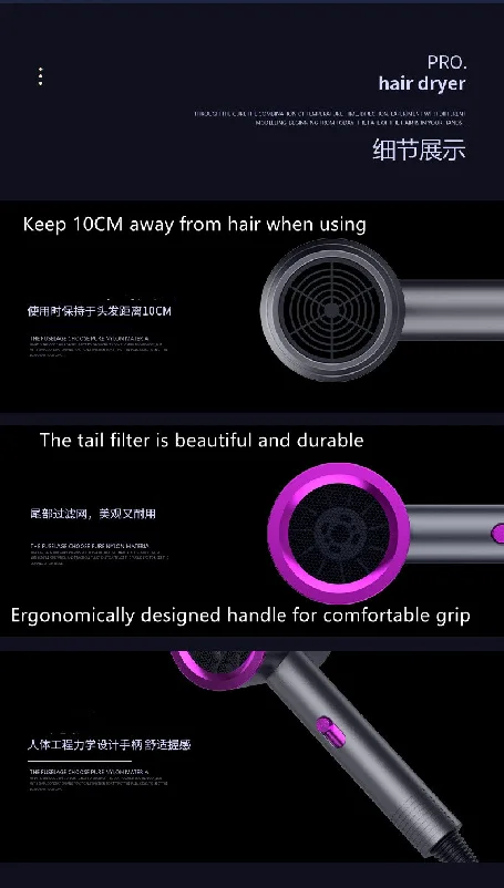 Professional Portable Hair Dryer Salon Hair Dryer Strong Wind Hot And Cold Negative Ion Hair Dryer