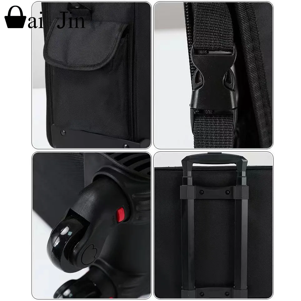 Cosmetic case Beauty professional storage toolbox large capacity out pull rod black cosmetic case