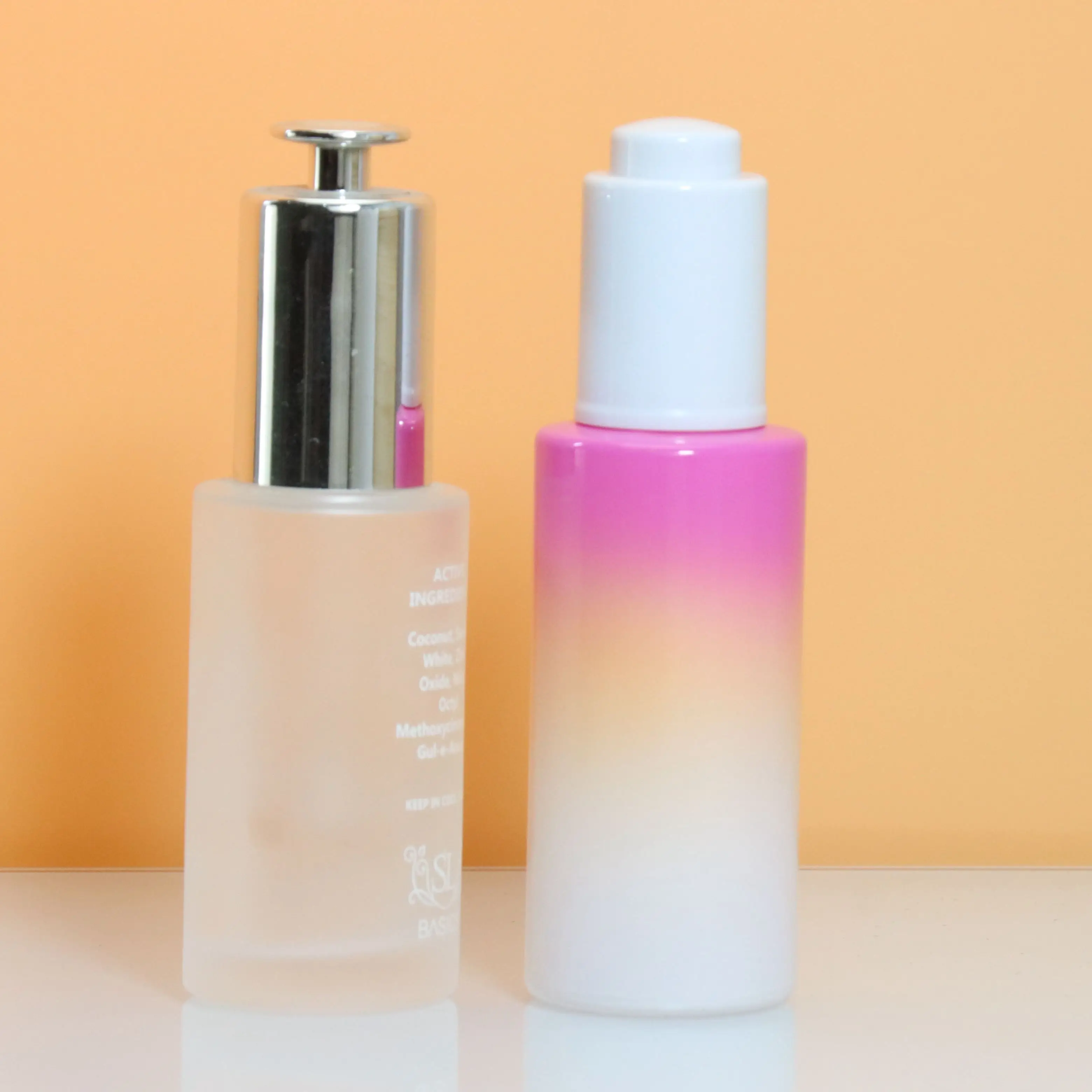 20ml 30ml 50ml 100ml Essential Oil Serum Flat Shoulder Frosted Clear Glass Dropper Bottle With Pipette