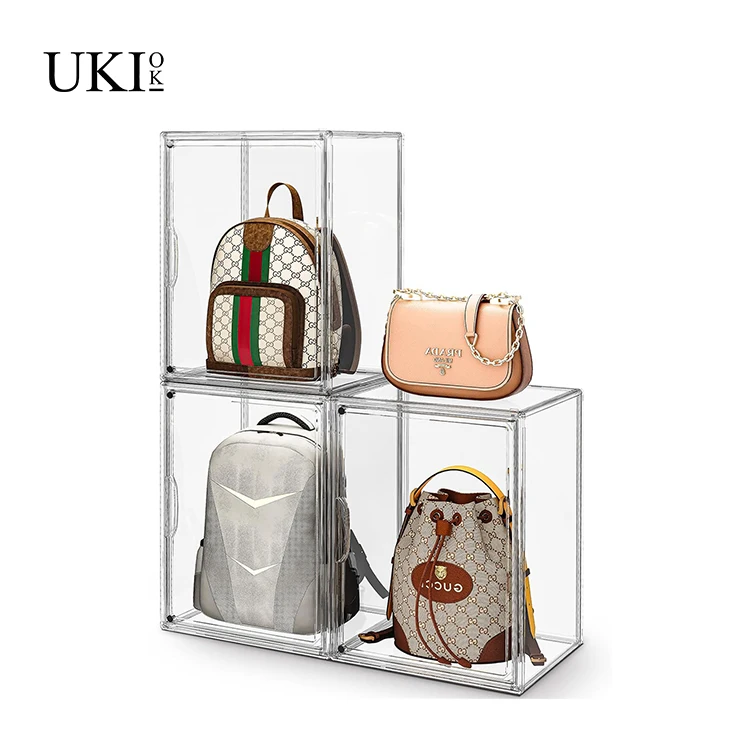 Transparent PET Stackable Magnetic Shoe side Open Organizer Bins Display Organizer Storage Box