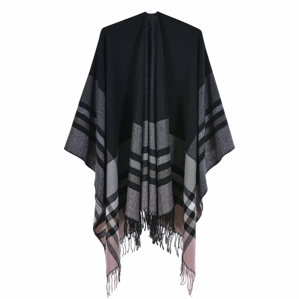 New Fashion Hot Sale Custom Soft Ponchos With Sleeves Best Selling Scarf Warm Cashmere Cape Shawl Winter For Women
