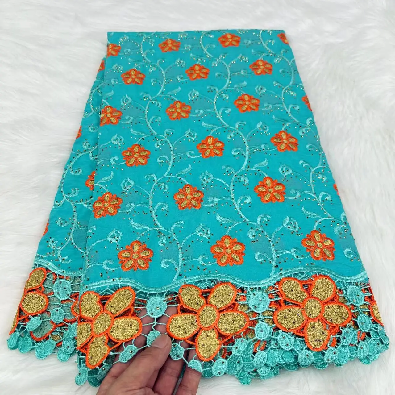 New fashion 5Yards  Lafaya lace african 100% cotton Lafaya fabrics embroidery swiss voile lace Senegal hot sell