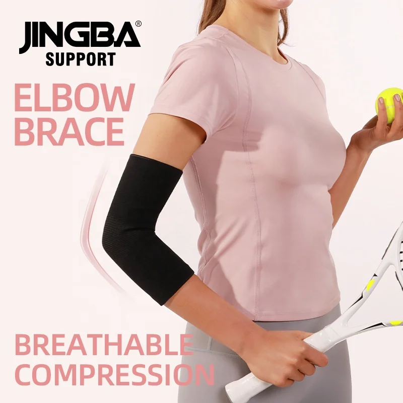 JINGBA Manufacturer Soft Knitted Compression Elastic Elbow Brace Baseball Basketball Volleyball Training Elbow Sleeve Bands