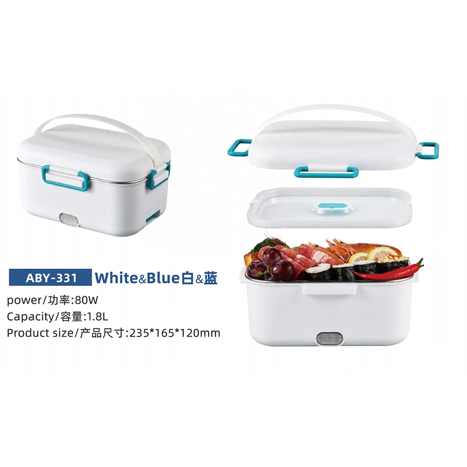 12V /24V/110V/230V portable food heater electric lunch box for home office or car