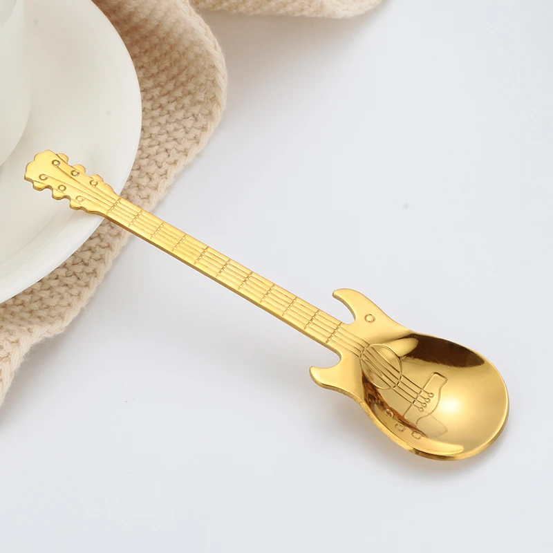 
Instrument Guitar Spoon Stainless Steel Yogurt Honey Candy Coffee Spoons 