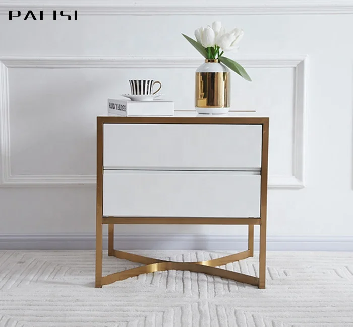  European Bedroom Furniture Nordic Style Wooden Nightstand Bedside Table for Wedding