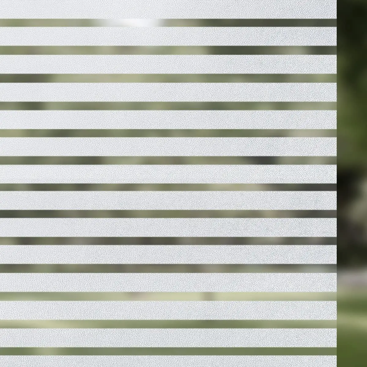 LAUFEN Frosted Window Film Privacy Glass Non Adhesive Vinyl Removable Static Cling UV Protection Striped Pattern for Home Office