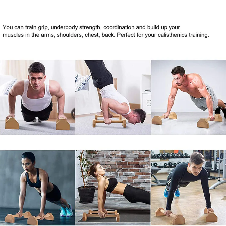 2024 Wood Push Up Bars Parallettes for Home Gym Fitness, Portable Push up Stands Exercise Equipment, Handles Yoga Training