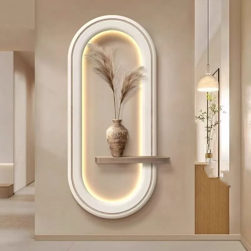 Modern Luxury Wooden White 3D Wall Sculpture Sandstone Surface Animal Flower Decorative Painting with Led Light for Living Room