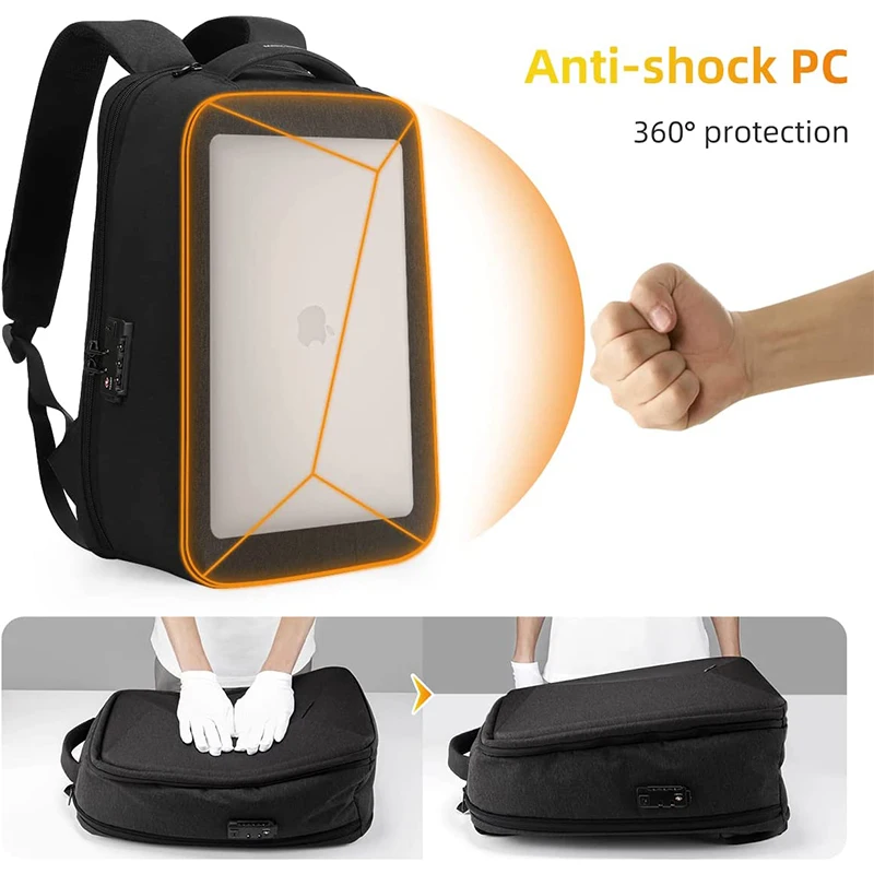 Waterproof Durable 15.6 Inch Business Laptops Backpack Anti Theft Laptop Backpack with USB Charging Port TSA lock for Men