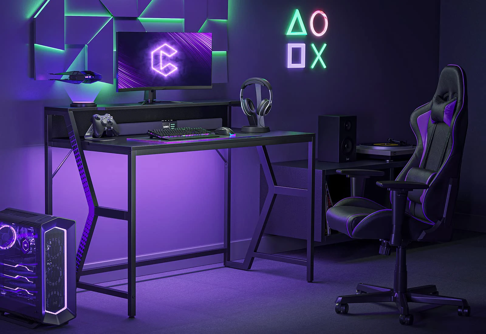 gamer desk Home Office Wholesale Table computer game Z-Shaped leg Computer Desk With LED light  Gaming Desk