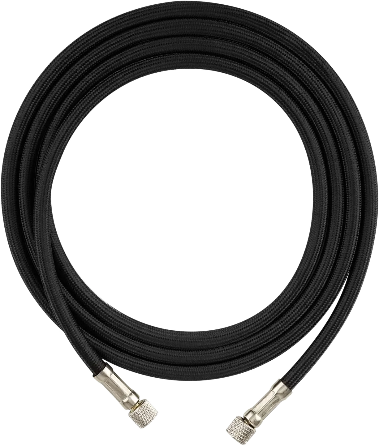 Air brush with 1.8-meter nylon braided air brush hose equipped with standard 1/8-inch size accessories at both ends