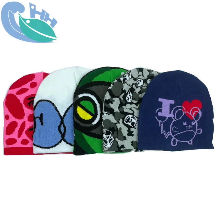 Спортивная Вязаная Зимняя Шапка-бини с жаккардовым узором и логотипом на