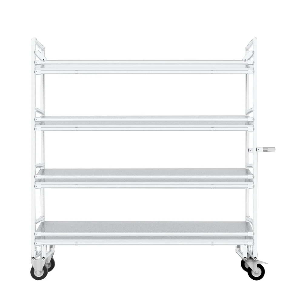 4-Tier Workshop Operation Table Cart With Caster Durable Rolling Cart Knock-Down Trolley