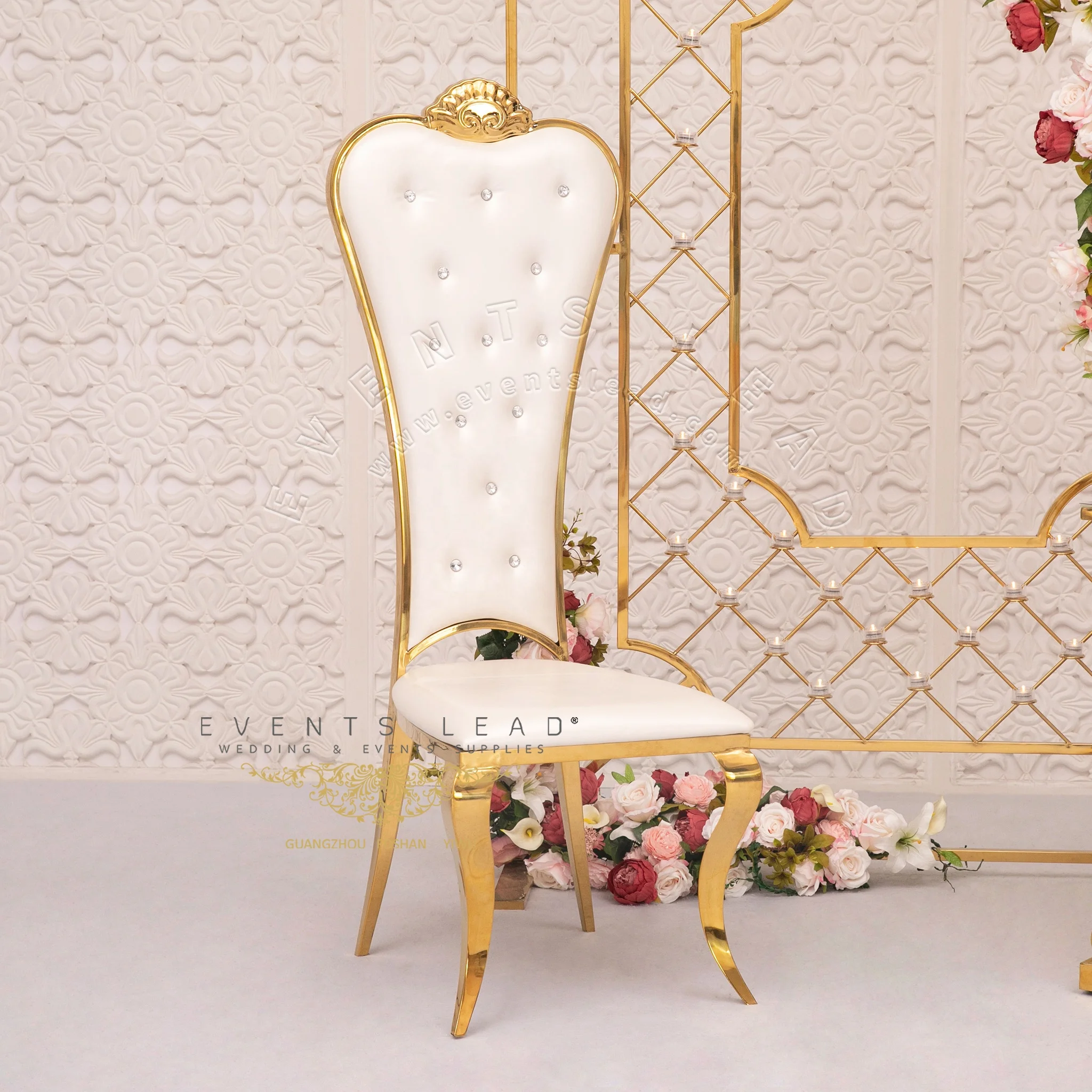 Luxury With Diamond Decorations Hot Selling Wedding Throne Chairs Royal