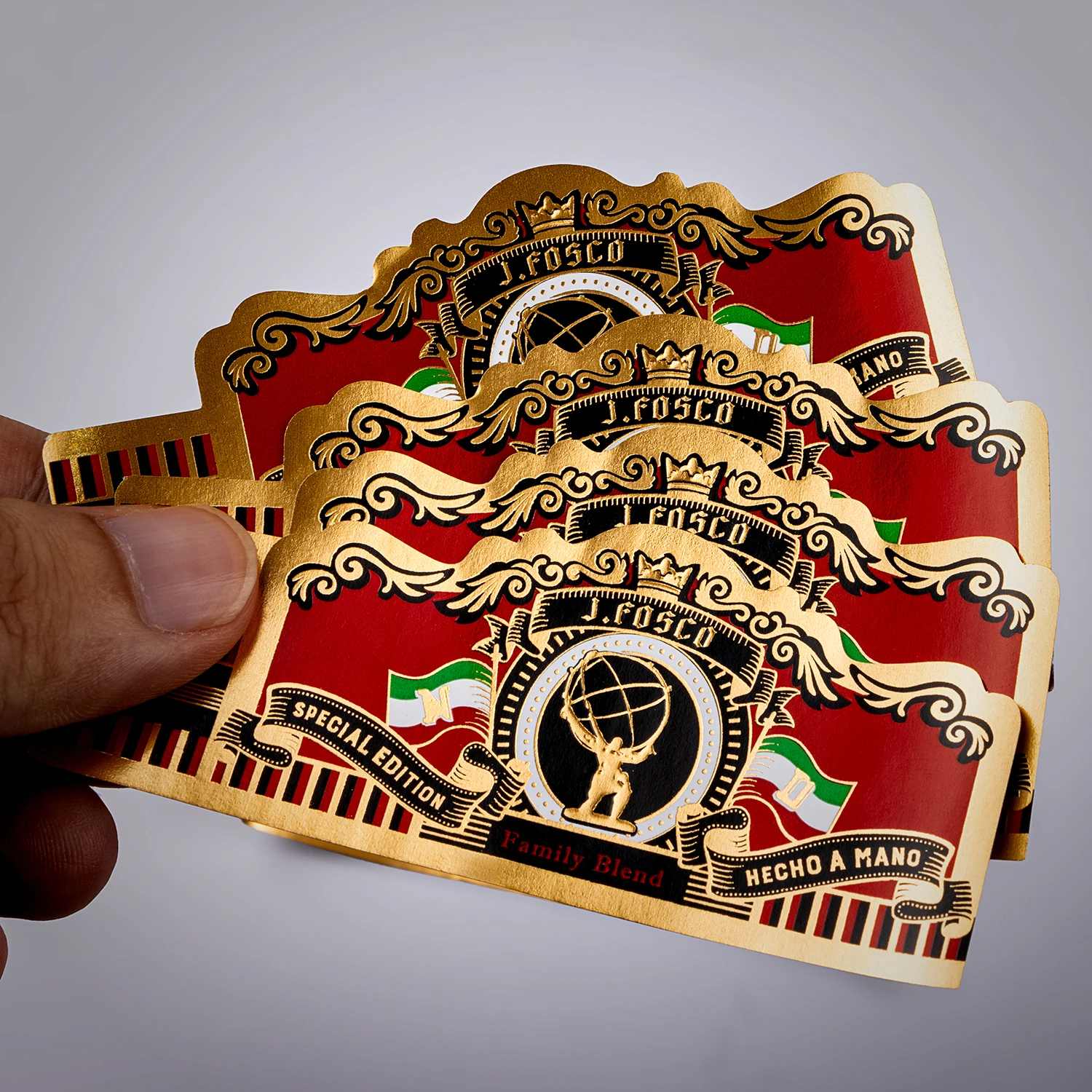 Shenzhen Manufacturer Embossing Cigar Bands Ring Printed Hot Stamped Gold Foil Waterproof Embossed Cigar Label