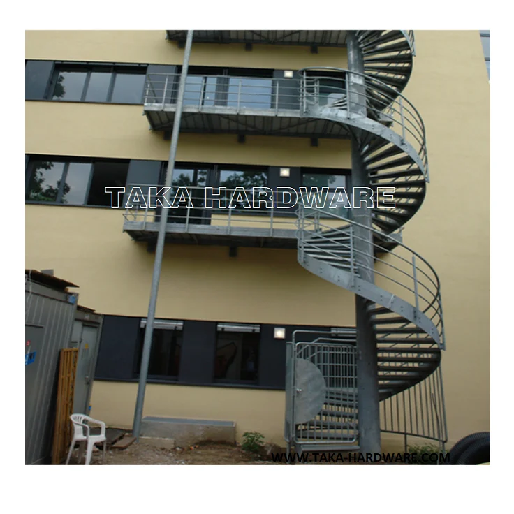 TAKA Customized Outdoor Wrought Iron Stairs External Metal Galvanized Steel Spiral Staircase