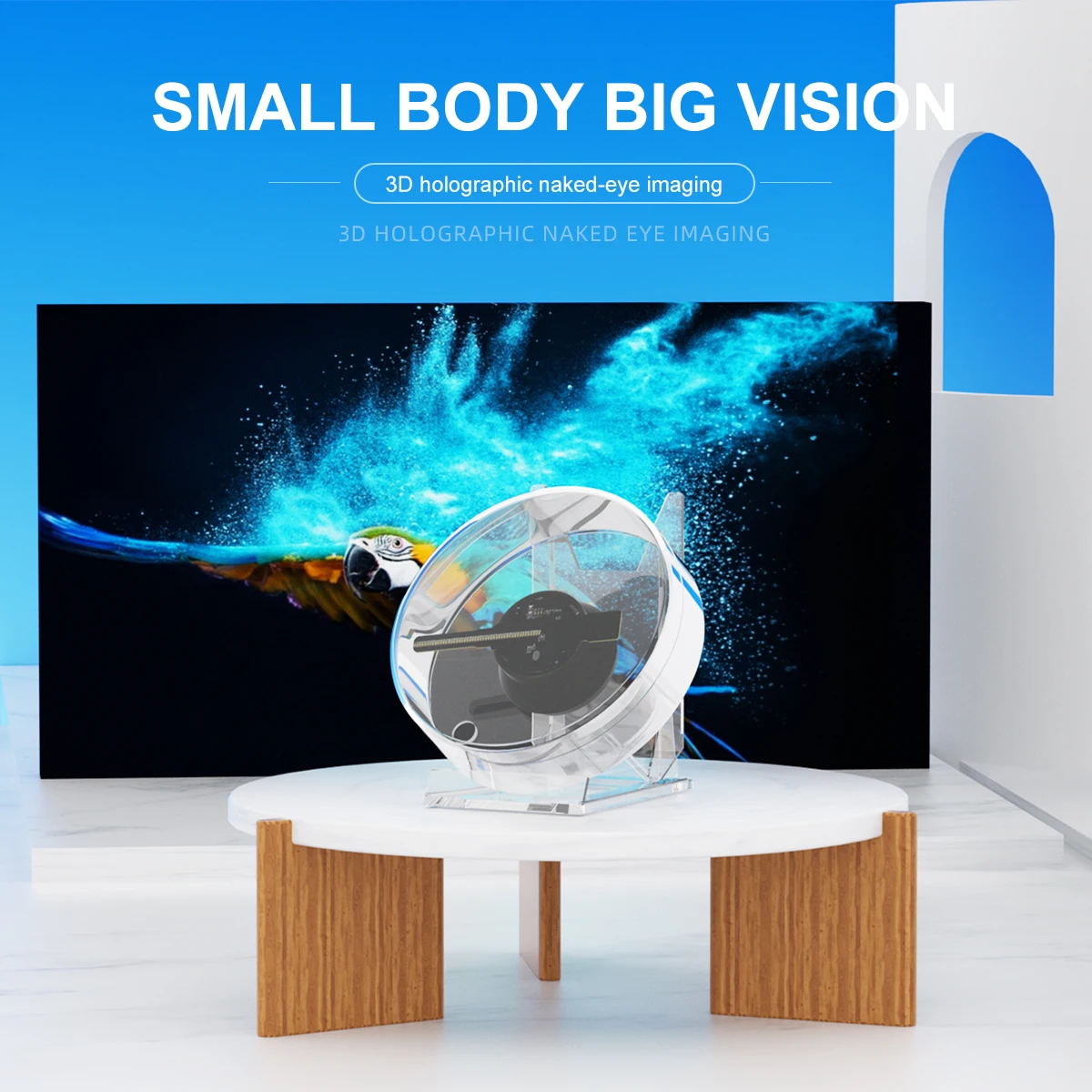 Desktop naked-eye 3D holographic projection fan screen mini small size LED rotating screen suspended stereoscopic hologram