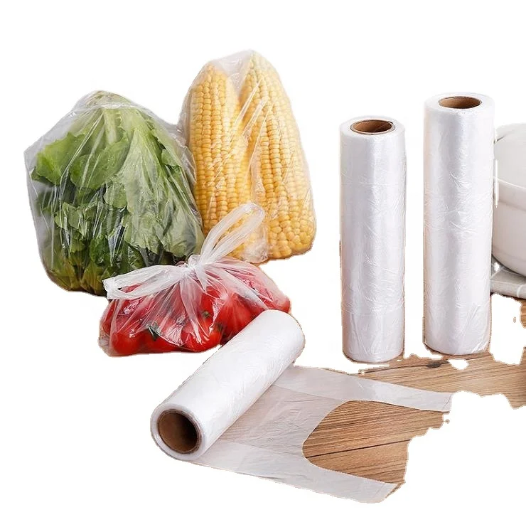 Hot Sale Best Price Transparent Food Grade PE T-shirt Plastic Bag Food Cling Wrap Food Storage Bag for supermarket
