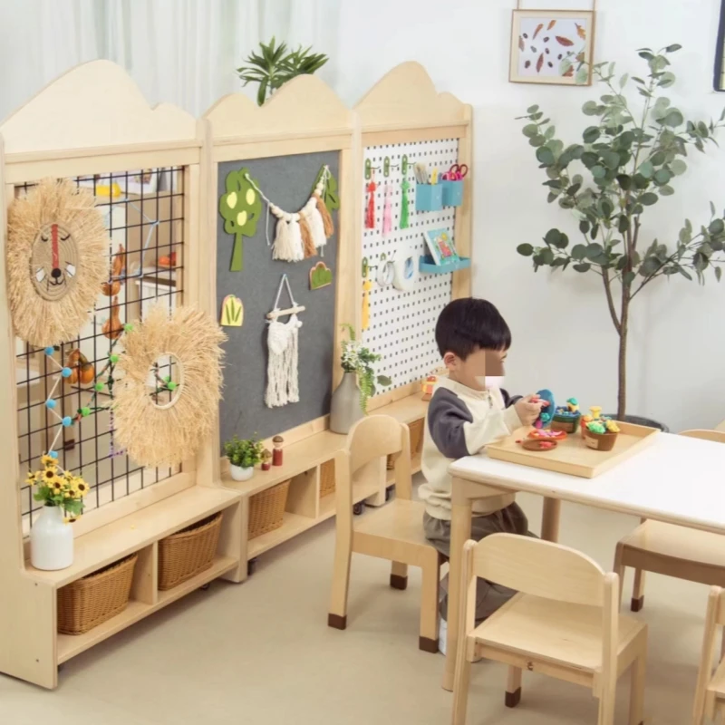 Chiquitos Versatile School Board for Children Kids 4-in-1 Whiteboard Blackboard Metal Mesh Rack Storage Cabinet Kindergarten