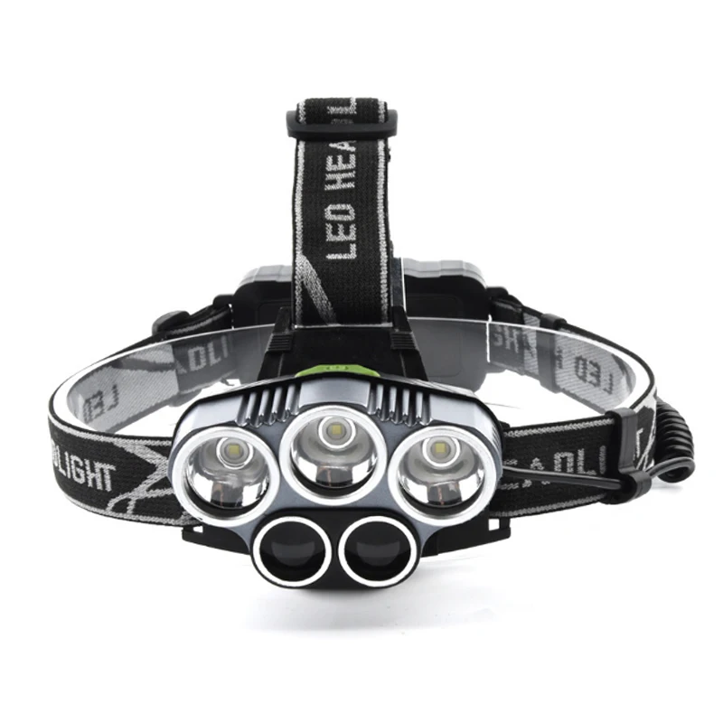 New 5 LED 3T6 High Powered Rechargeable Headlight T6 LTS Long Range Headlamp Night Fishing Running Black 18650 White 90 3.7V 80