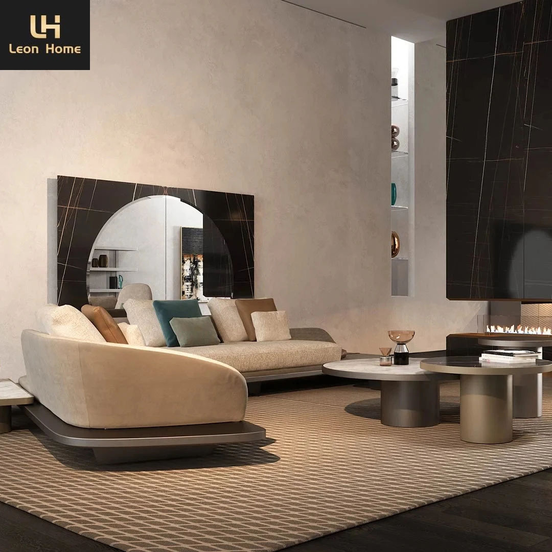 New Italian Luxury Style Modern Sectional Sofa Light Luxury Simple Design Sofa Set Living Room Furniture Sofa