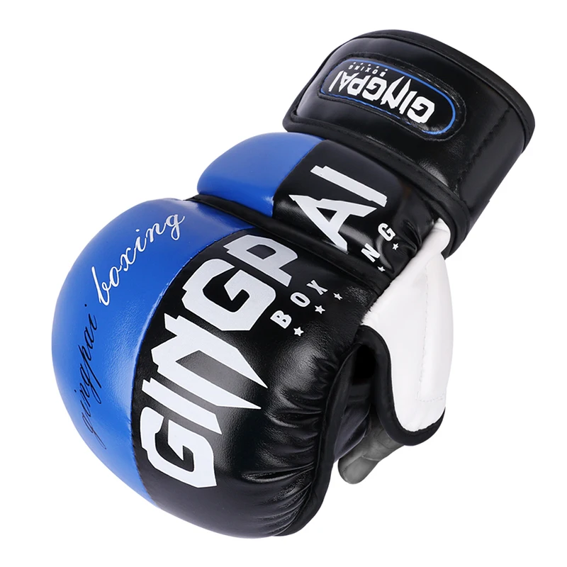 Wholesale custom Design logo high quality Professional PU leather ufc Half Finger MMA Boxing Training Gloves