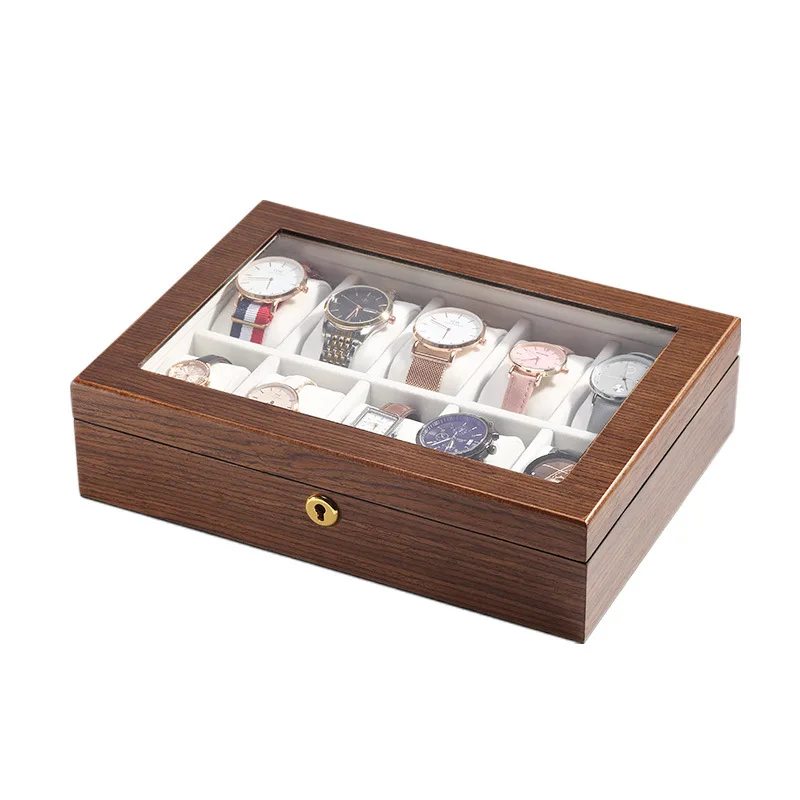 Simple window home display ten pack high-grade gift storage custom luxury watch box logo wood packaging box
