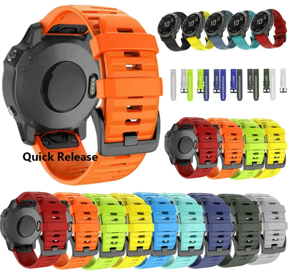 26 22 20MM Silicone Watch Band Straps For Garmin Fenix 6X 6 6S Pro 7X 7 Easyfit Wristband Fenix 5 5X 5S Plus Smartwatch Bracelet