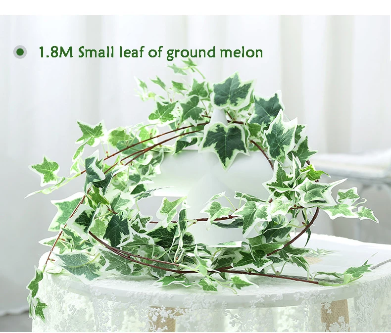 1.7M 1.8M Customizable Artificial ground melon leaf plant vine for garden wall decorative