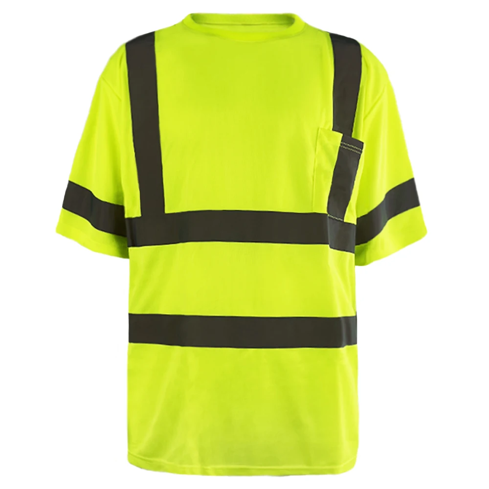 Retail Hi Vis Fluorescent Yellow High Reflective Tape Safety Shirt Low Price Bird Eye Breathable Logo Safety Shirt