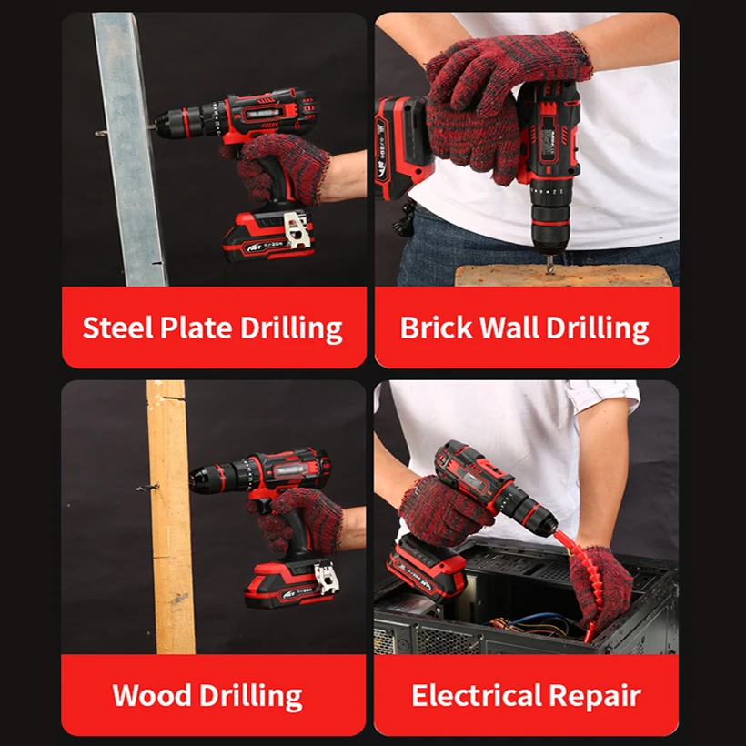 20V Cordless Power Drill Tools Electric Set Lithium Machine Rechargeable Power Drills  Impact Tools