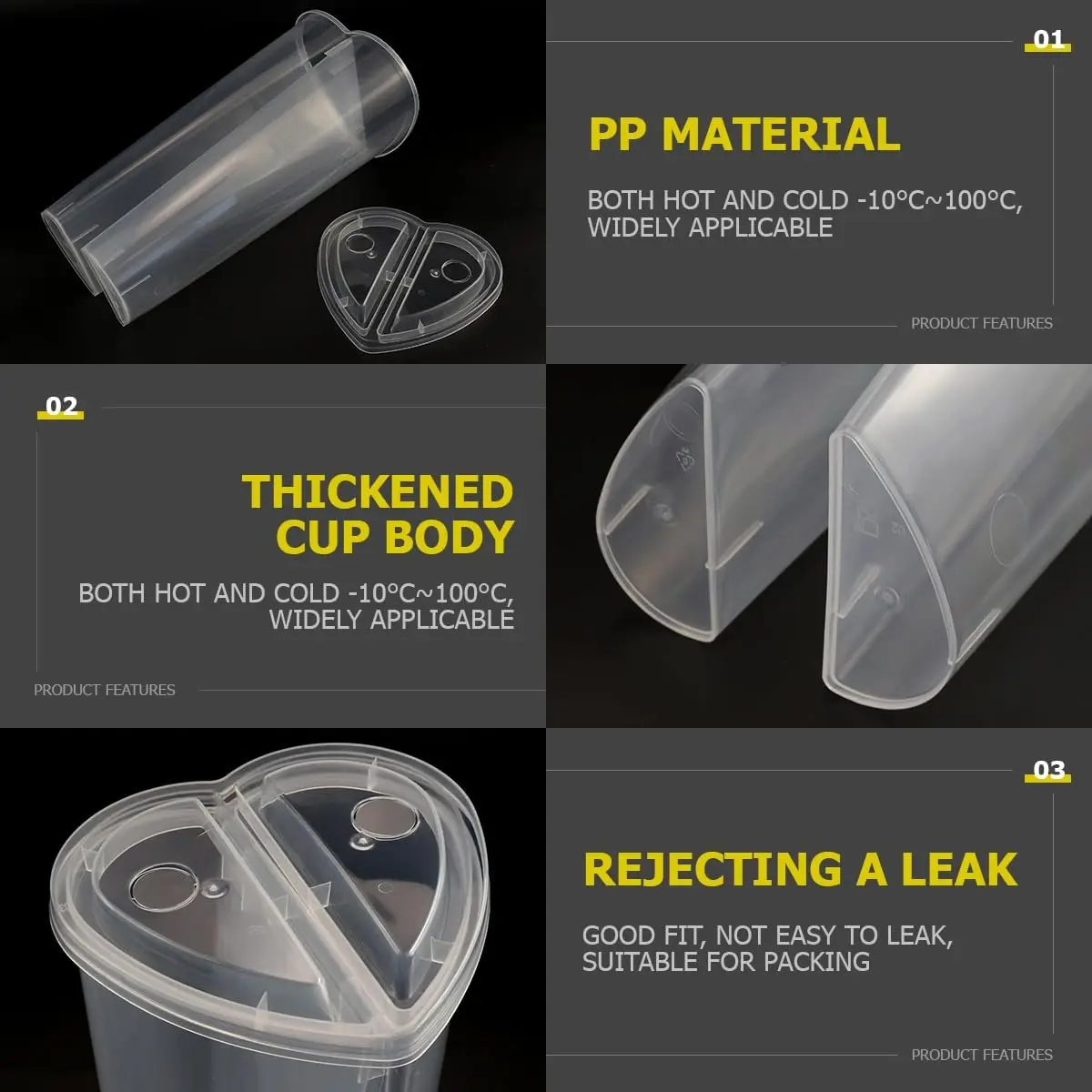 Heart-shaped Plastic Drink Cup With Lid Clear Double Enjoy Disposable Coffee Juice Plastic Cups