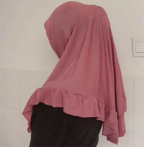 Малазийский тюрбан для взрослой женщины Jilbab Khimar Кристальный Конопляный простой мусульманский премиум хиджабы с оборками